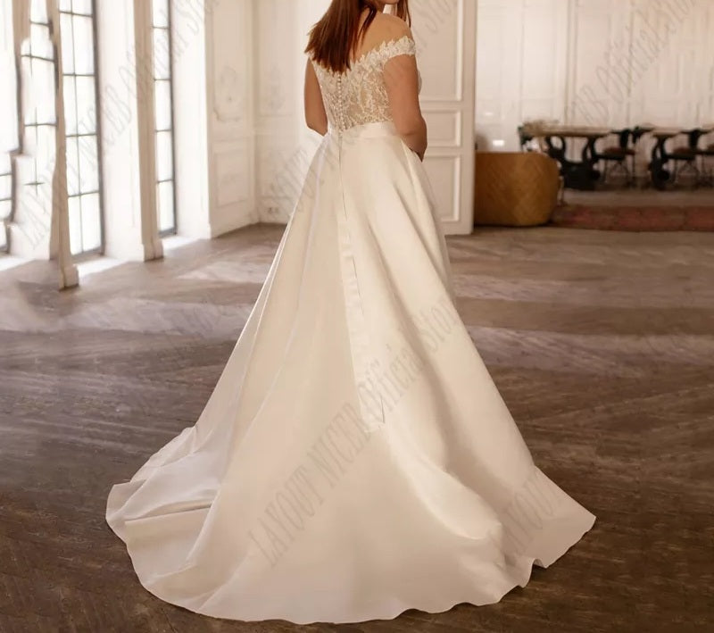 Kelly Anne Applique/Satin Wedding Gown All Sizes