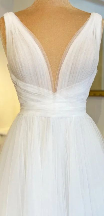 Pleated Tulle Simple Wedding Gown All Sizes/Colors