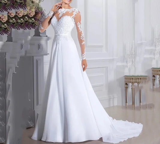 Chiffon Applique A Line Wedding Gown All Sizes/Colors