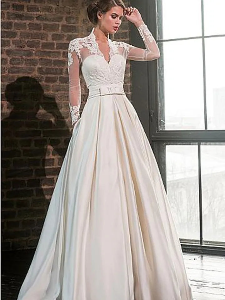 Rhonda Strapless Satin Wedding Gown/Lace Cover-Up Set