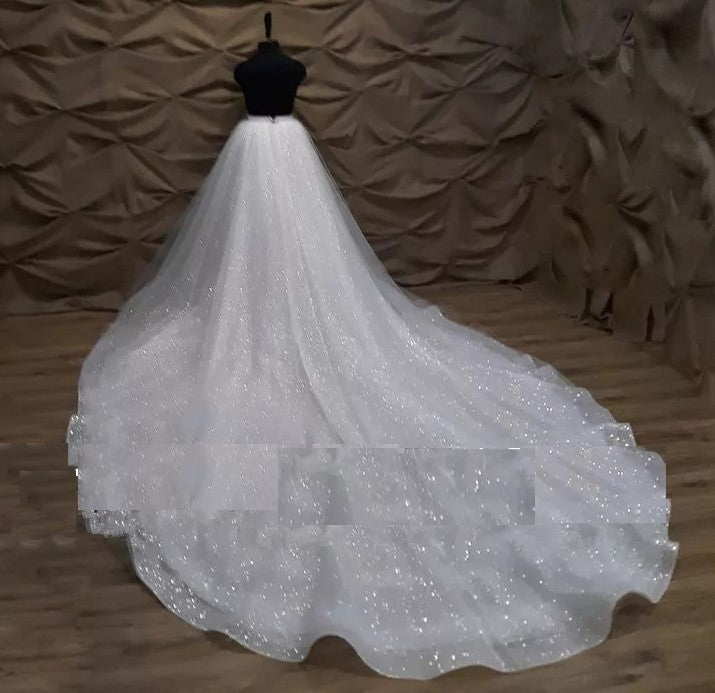 Custom Sparkle Thick Organza Tulle Detachable Royal Length Wedding Skirt All Sizes/Colors