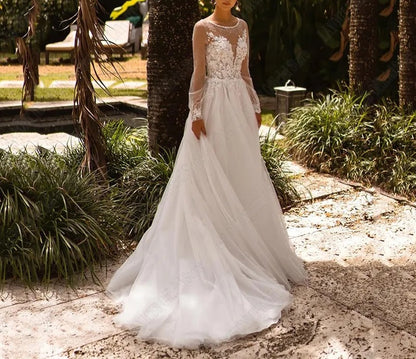 Pearl Detailed Tulle Wedding Gown All Sizes/Colors