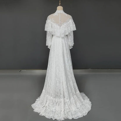 Victorian Style Lace Sheath Wedding Gown