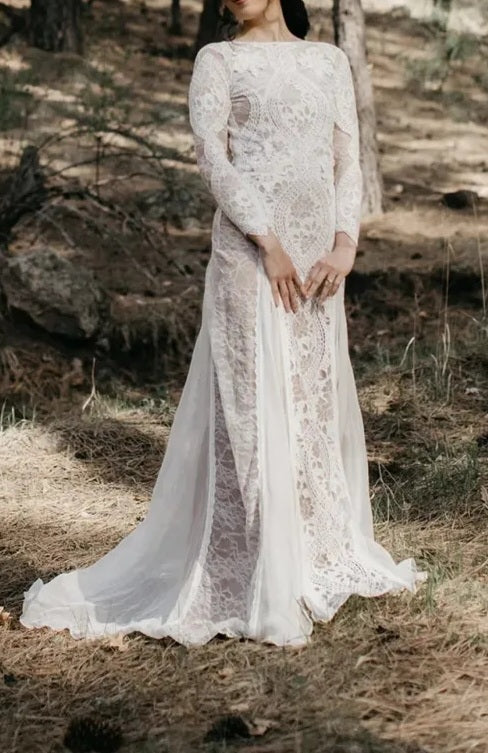 Boho Chiffon/Lace Wedding Gown All Sizes/Colors