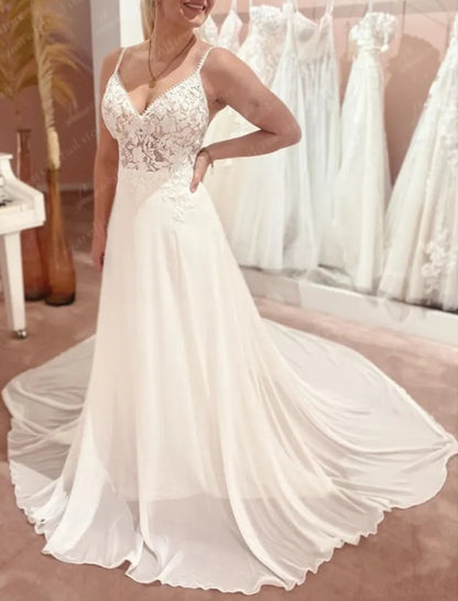 Chiffon/Lace Appliques Wedding Gown All Sizes/Colors