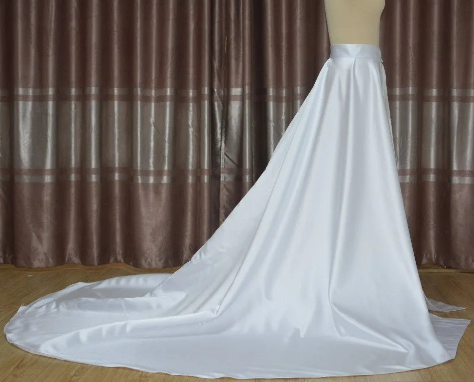 Custom Satin Cathedral Detachable Wedding Skirt All Sizes/Colors