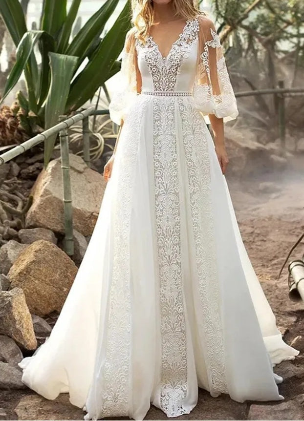 Belinda Boho Lace/Tulle Wedding Gown All Sizes