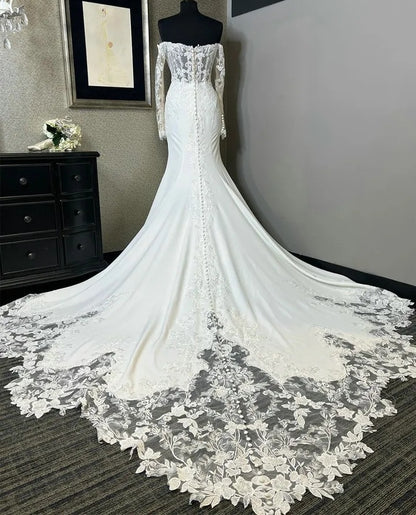 Elegant Lace/Satin Fit Flair Wedding Gown All Sizes/Colors