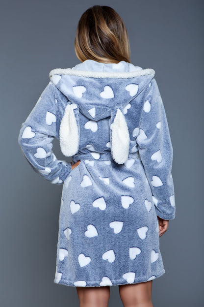 Heart Plush Hooded Bathrobe