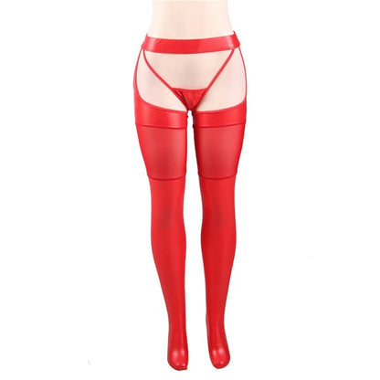 Alice Faux Leather Suspender Pantyhose