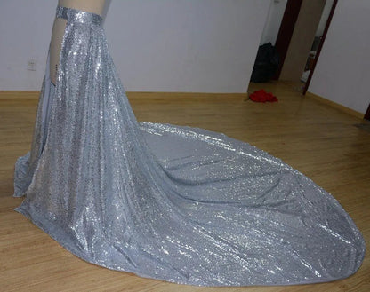 Custom Sequined Detachable Satin Wedding Skirt All Sizes/Colors