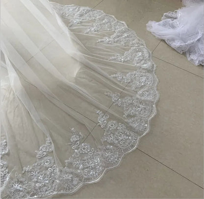 Sequined Lace Edge Wedding Veil Varying Lengths