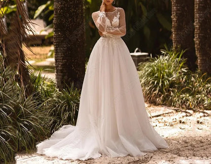 Pearl Detailed Tulle Wedding Gown All Sizes/Colors