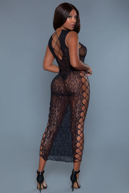 Queen Fallen For You Fishnet Maxi Dress