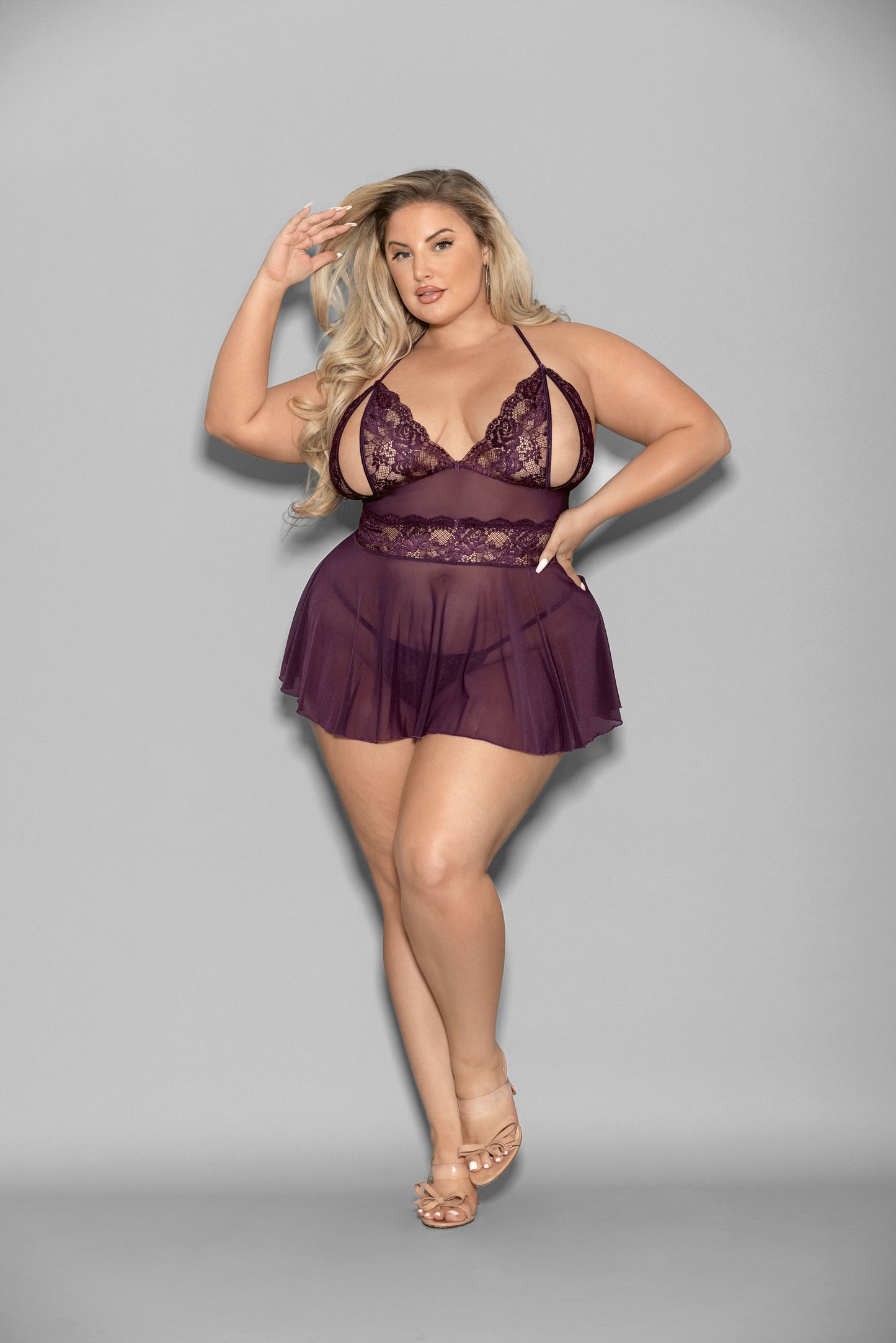 Queen Plum Split Cup Babydoll