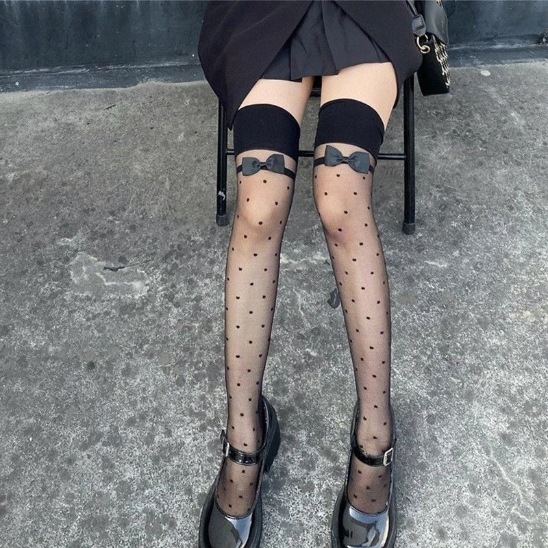 Alice Sheer Polka Dot Bow Stockings