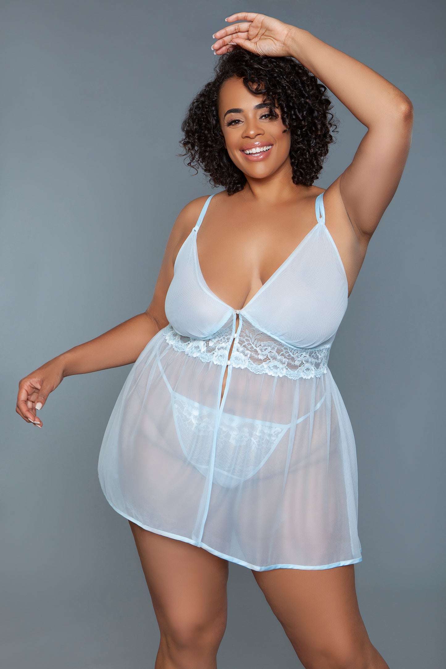 Queen Size Leona Tulle Babydoll & Panty