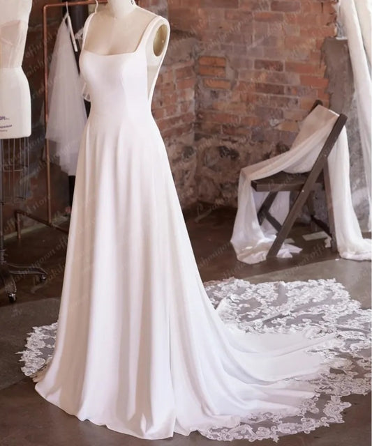 Romantic Satin Simple Wedding Gown All Sizes/Colors