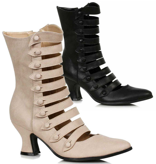 Ava-253 Strappy Faux Leather Victorian Boots