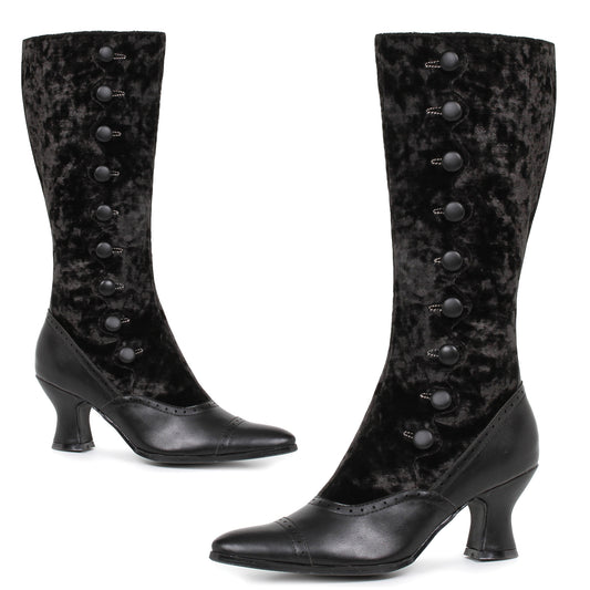 Gail-253 Velvet Victorian Button Knee Boots