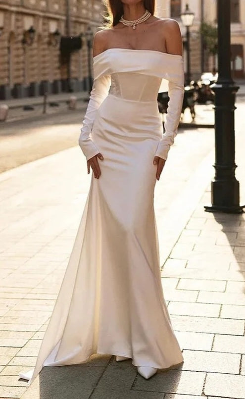 Modern Elegance Satin Mermaid Wedding Gown All Sizes