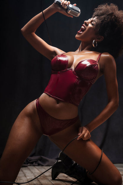 Provocative Rebel Vinyl Bustier Set