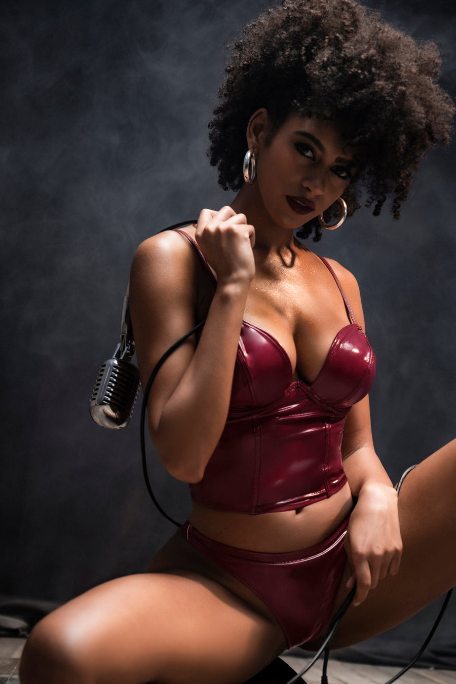 Provocative Rebel Vinyl Bustier Set