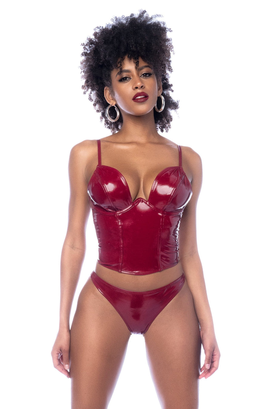 Provocative Rebel Vinyl Bustier Set