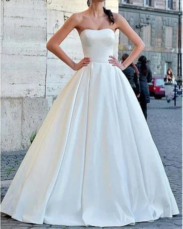 Strapless Satin A-Line Wedding Gown