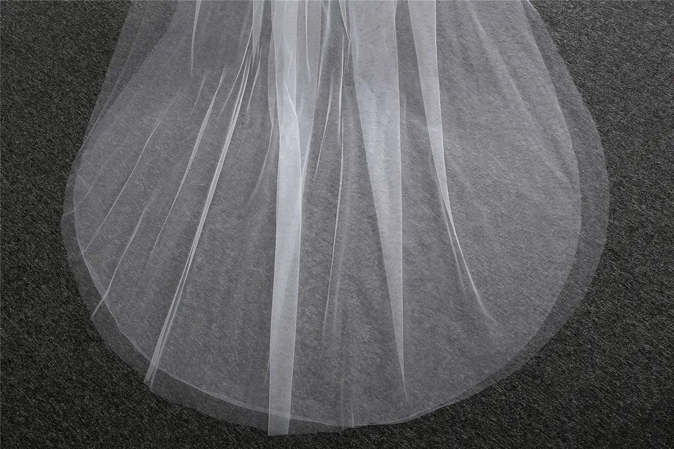 Simple 2 Layer Tulle Veil Chapel Length Wedding Veil