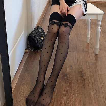 Alice Sheer Polka Dot Bow Stockings