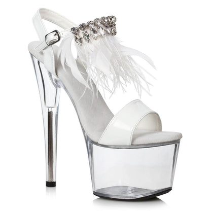 Zahra-709 Feathered Bling Platform Sandals