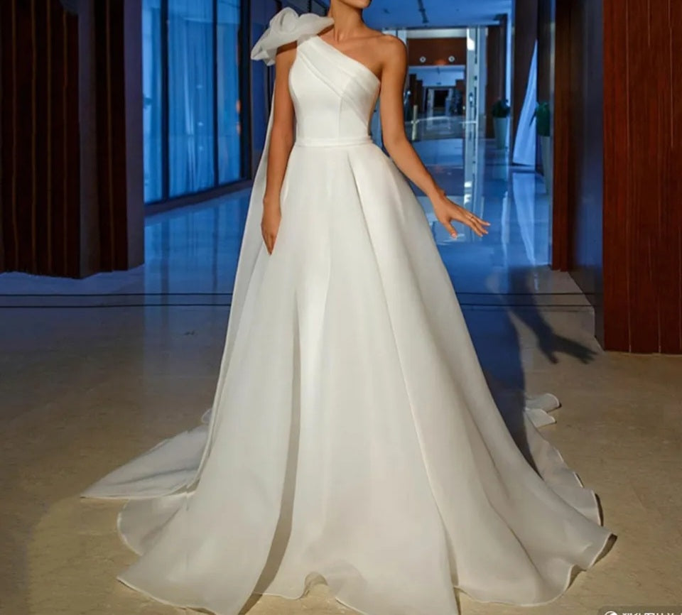 Sandra Organza One Shoulder Wedding Gown All Sizes/Colors