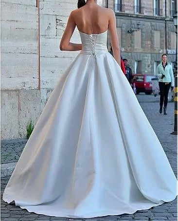 Strapless Satin A-Line Wedding Gown