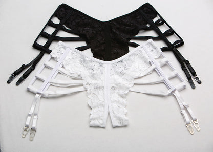 Strappy Lace Crotchless Garter Panty