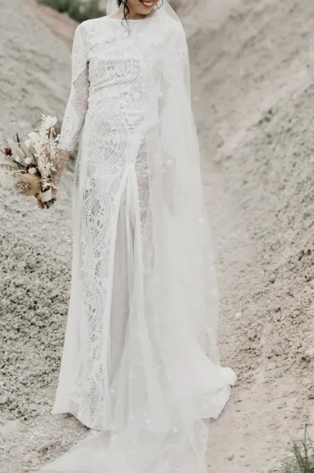 Boho Chiffon/Lace Wedding Gown All Sizes/Colors