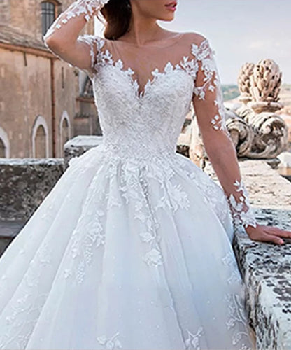 Premium Pearled Lace Applique Ball Wedding Gown All Sizes