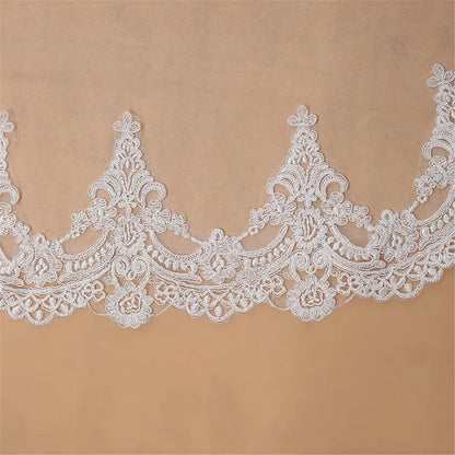 Vintage Chapel Length Lace Edge Tulle Wedding Veil