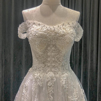 3D Floral & Pearl Adorned Wedding Gown