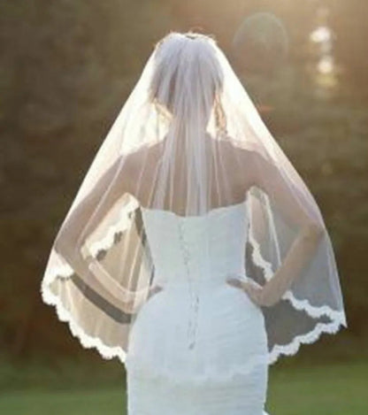 Lace Edge Waist Length Wedding Veil