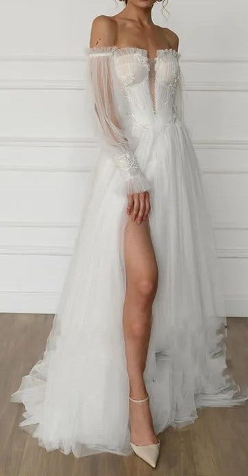 Custom Embroidered Tulle Sexy Wedding Gown All Sizes