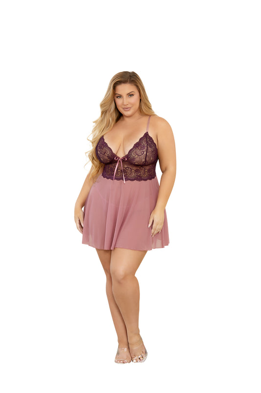 Queen Passionate Plum Babydoll Set