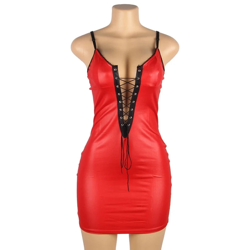 Queen Desire Faux Leather Play Dress