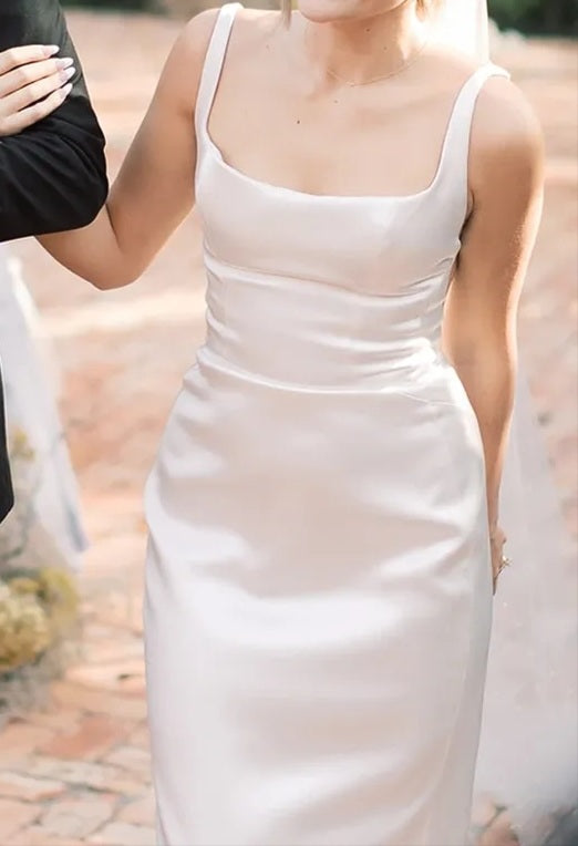 Sexy Cowl Back Satin Sheath Wedding Gown All Sizes/Colors