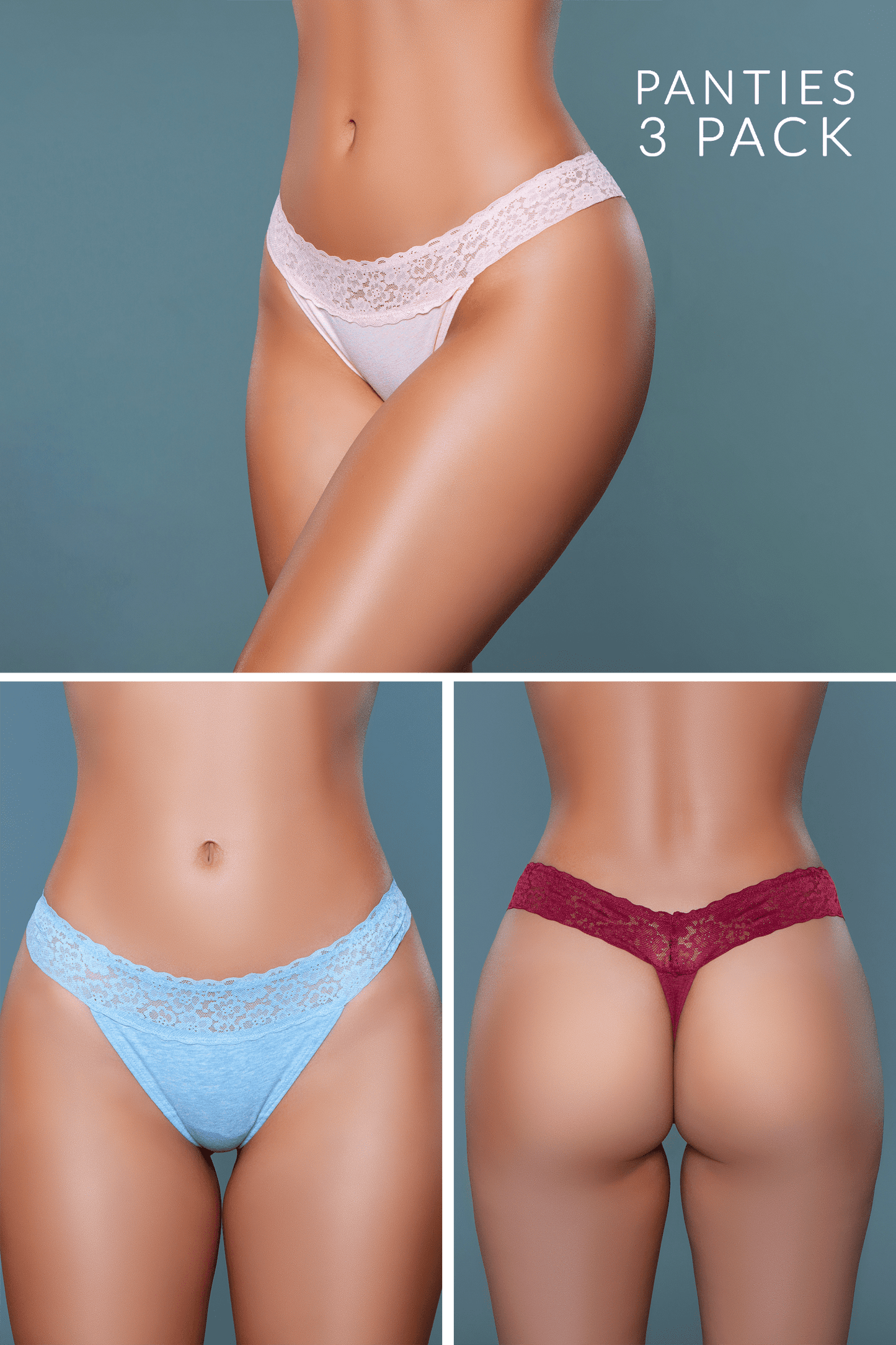 Asher Cotton Thong 3 Pack Panties