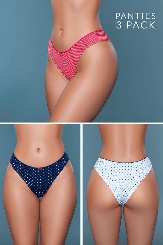 Talia Printed Cotton Cheeky 3 Pack Panties