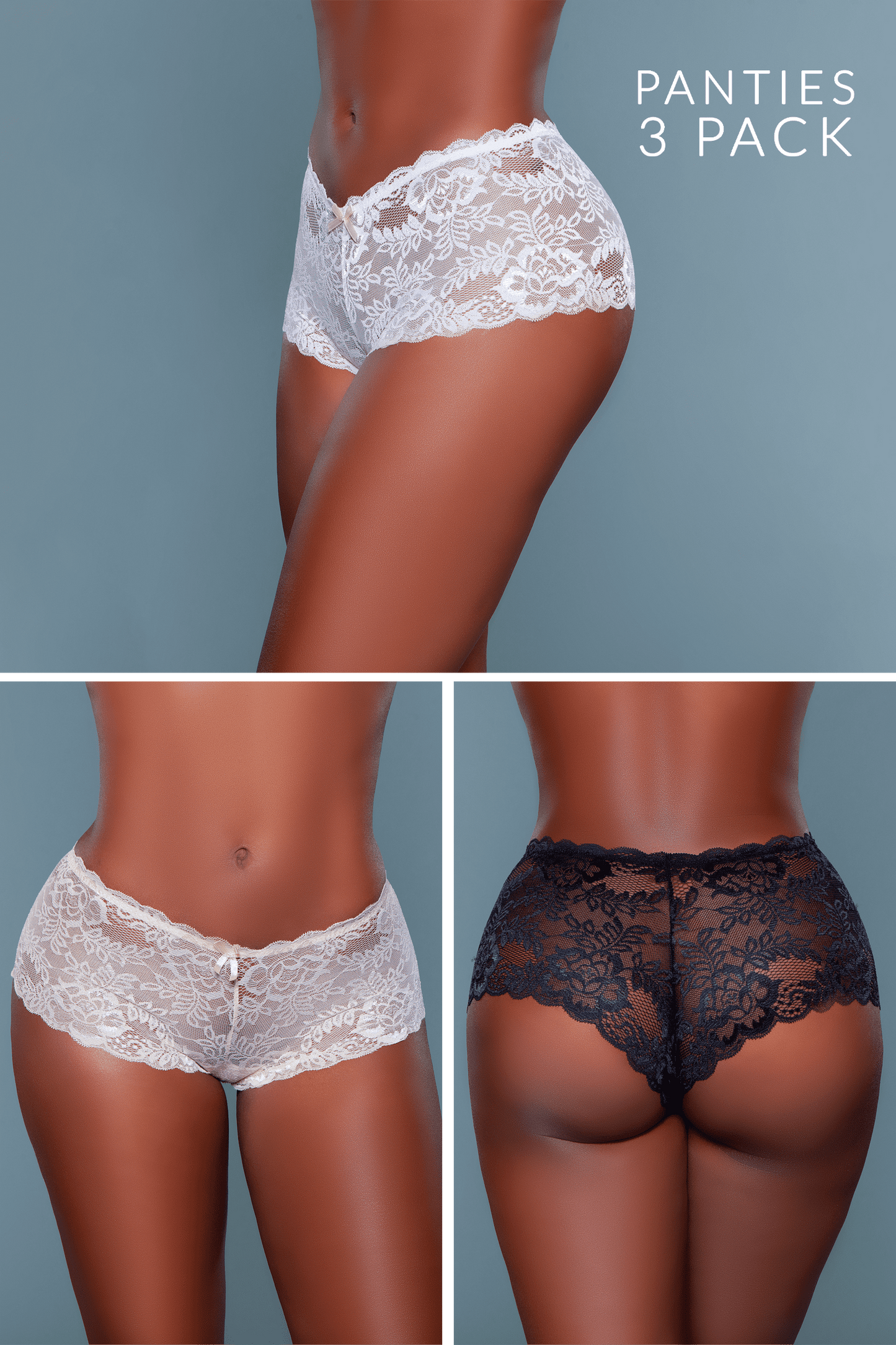 Hayden Lace Boyshort 3 Pack Panties