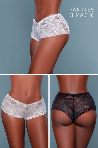 Hayden Lace Boyshort 3 Pack Panties