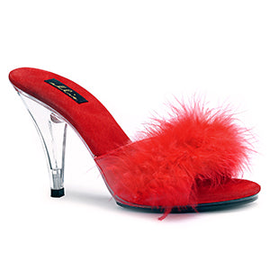 Sasha-405 4" Clear Marabou Glamour Slippers