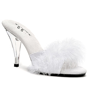 Sasha-405 4" Clear Marabou Glamour Slippers